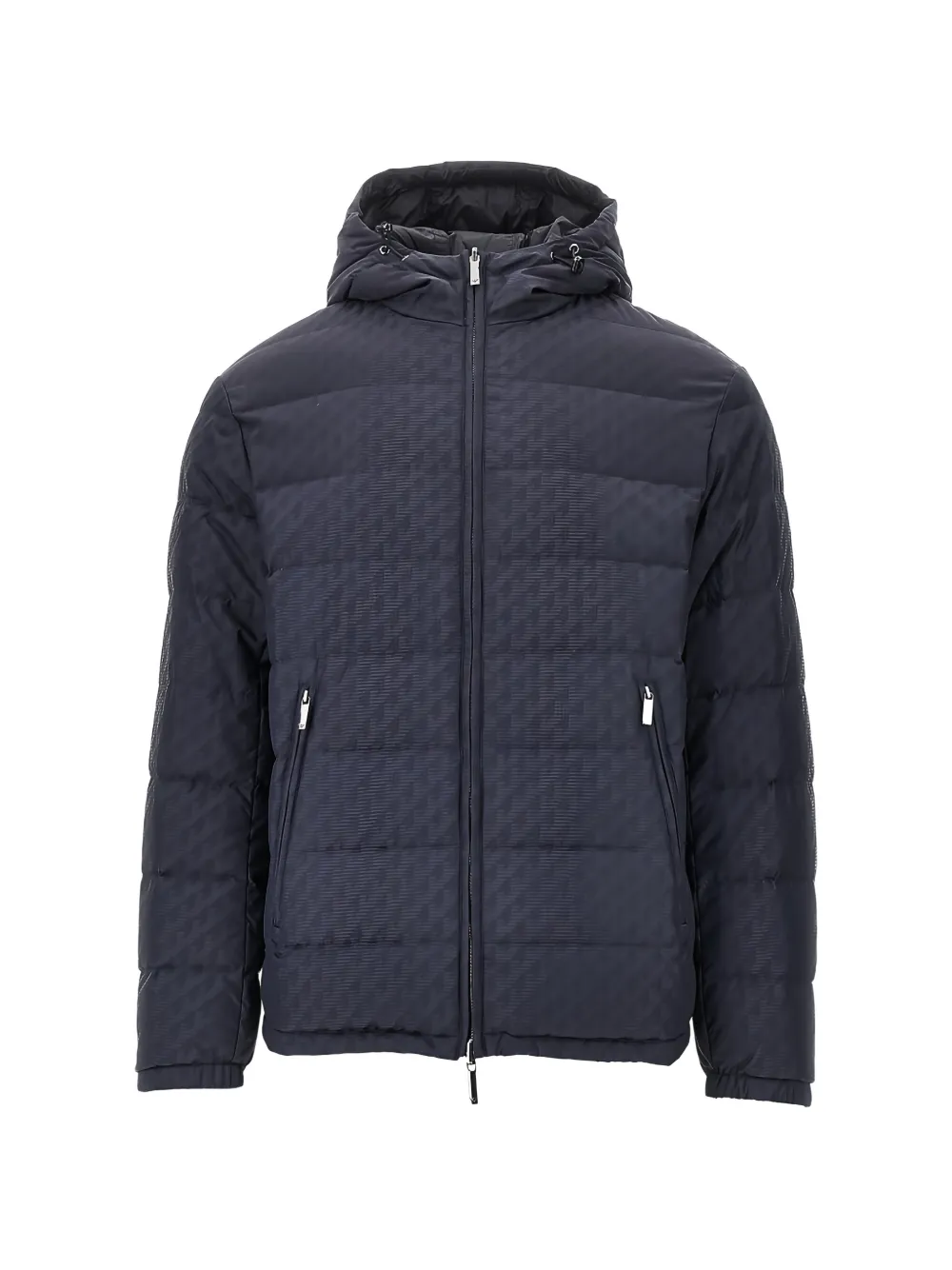 Emporio Armani logo-print hooded padded jacket - Blau