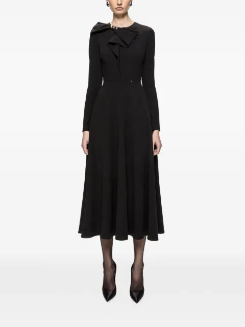 NISSA lurex crepe bow-detail midi dress