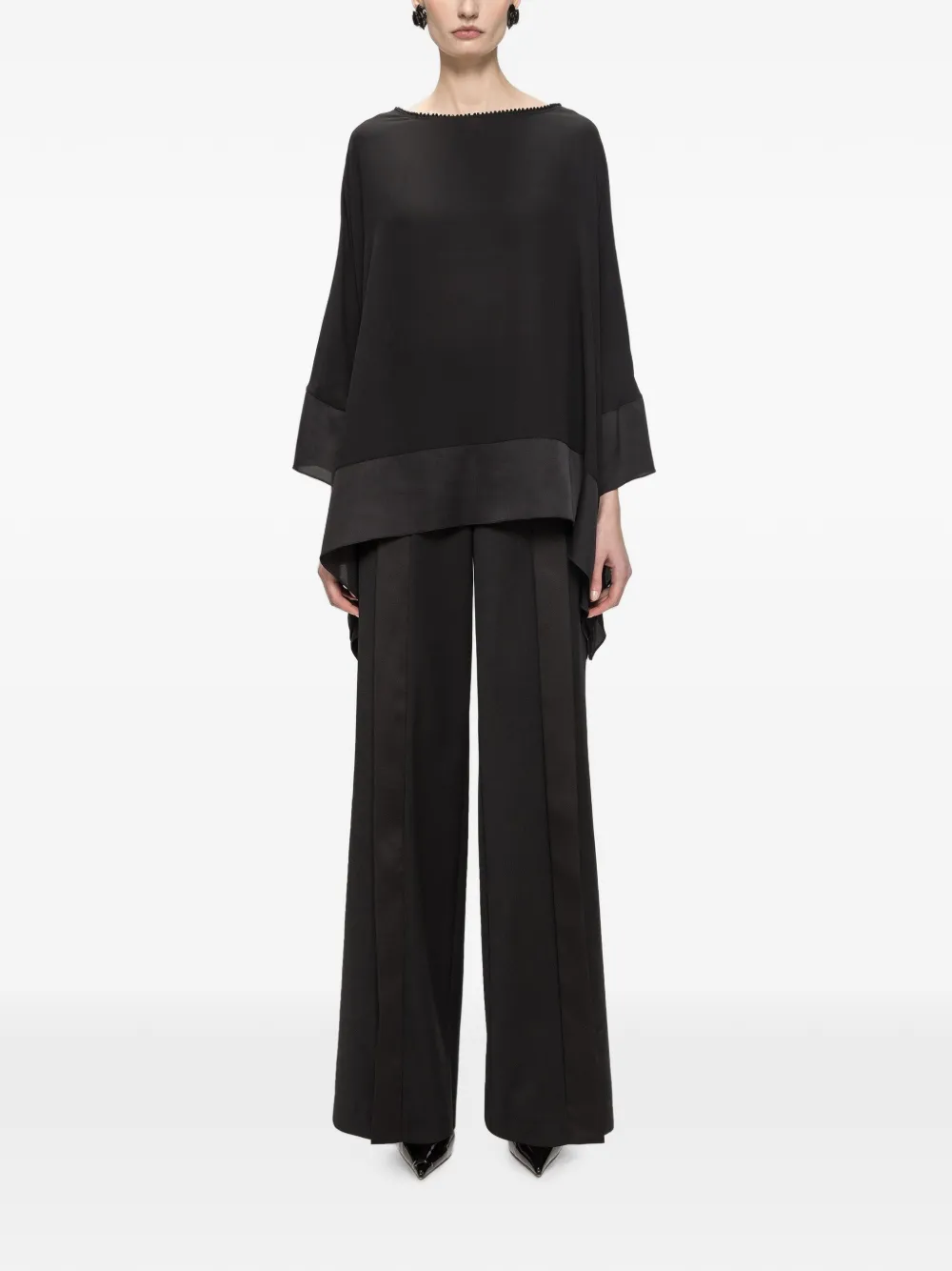 NISSA Verfraaide chiffon top Zwart