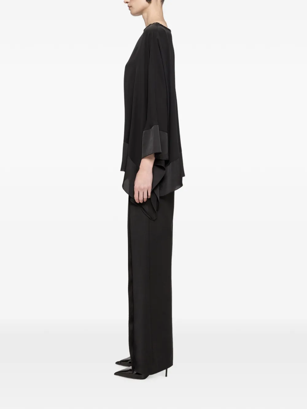 NISSA Verfraaide chiffon top Zwart