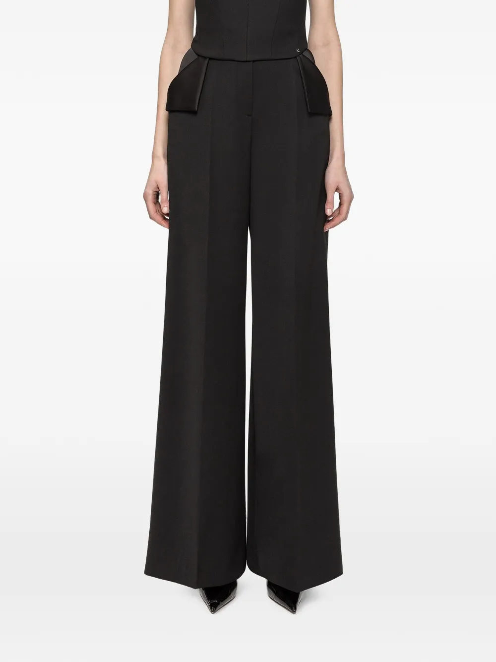 Nissa Wide-leg Wool Pants In Black