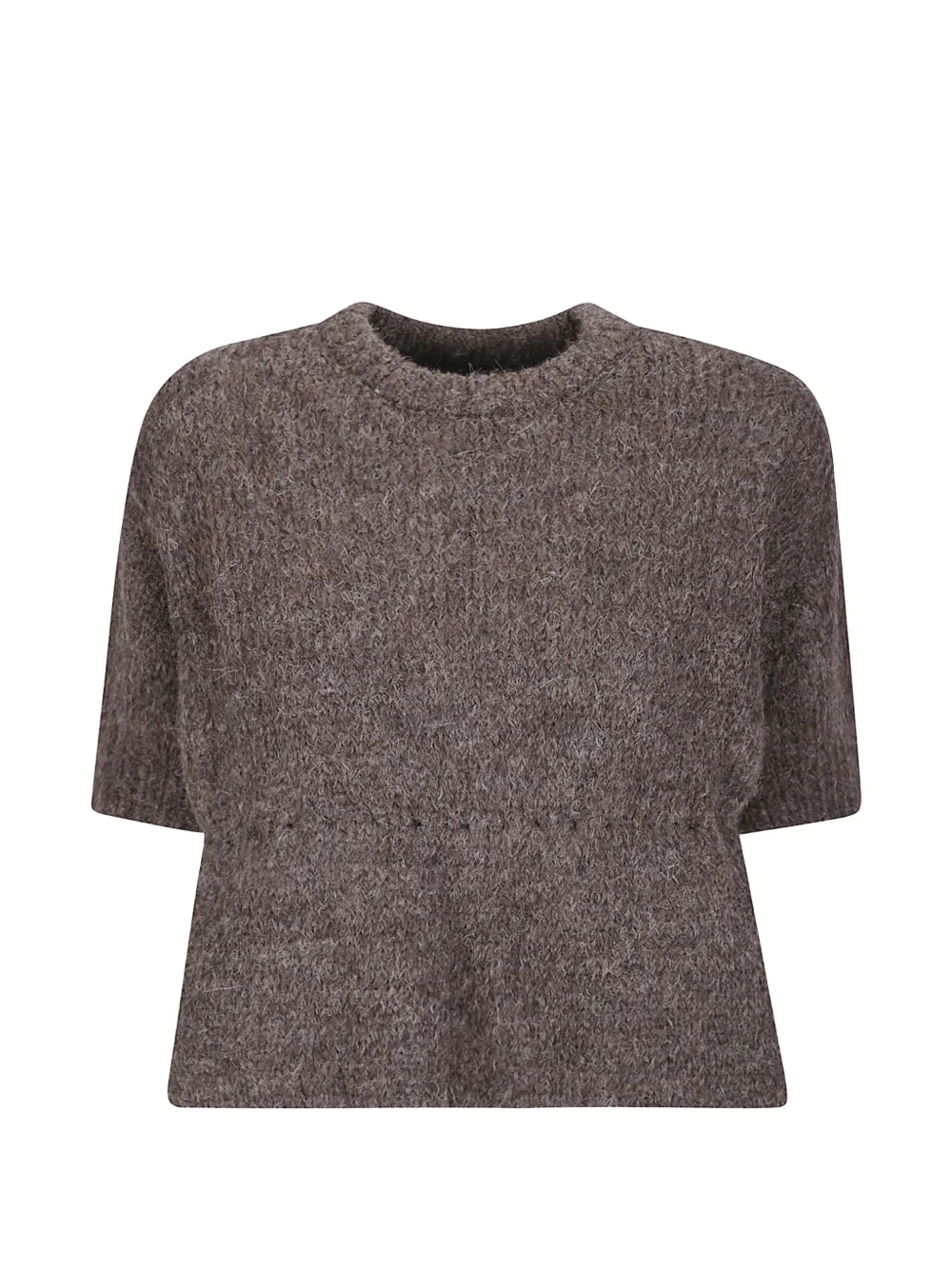 THIBAULT VAN DER STRAETE short-sleeve cropped sweater - Marrone