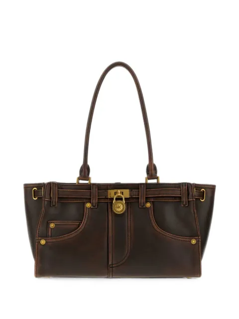 Michael Michael Kors Bolsa satchel Hamilton Moderne pequena de couro polido