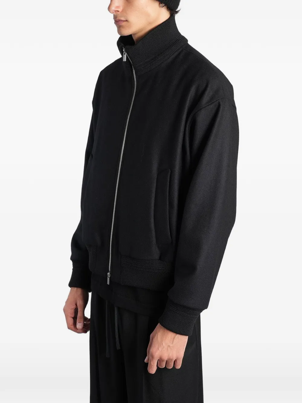Barena zip-up ribbed-trim bomber jacket Zwart