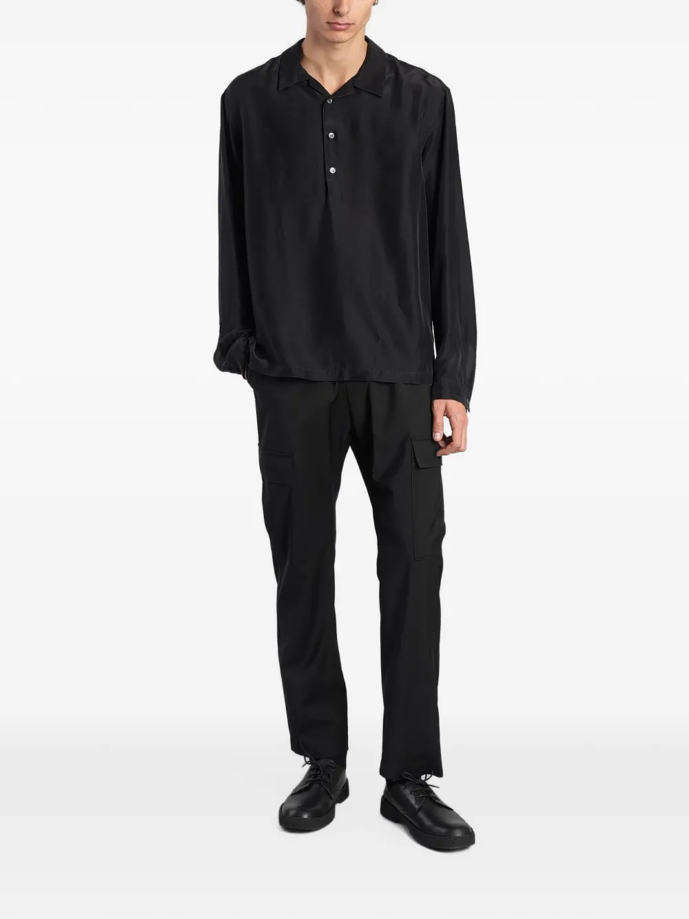 Barena Genga button-placket long-sleeve shirt Zwart