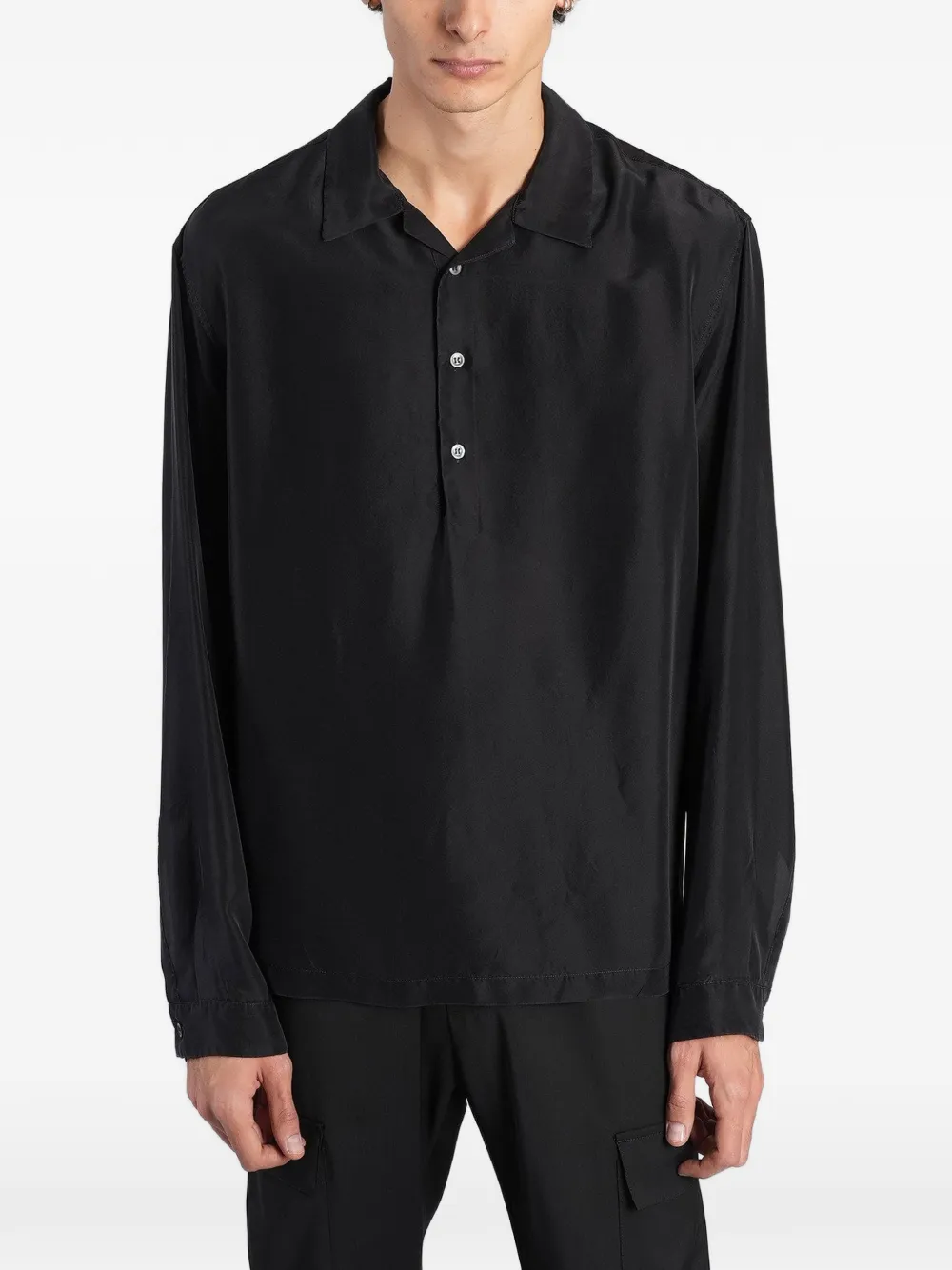Barena Genga button-placket long-sleeve shirt Zwart