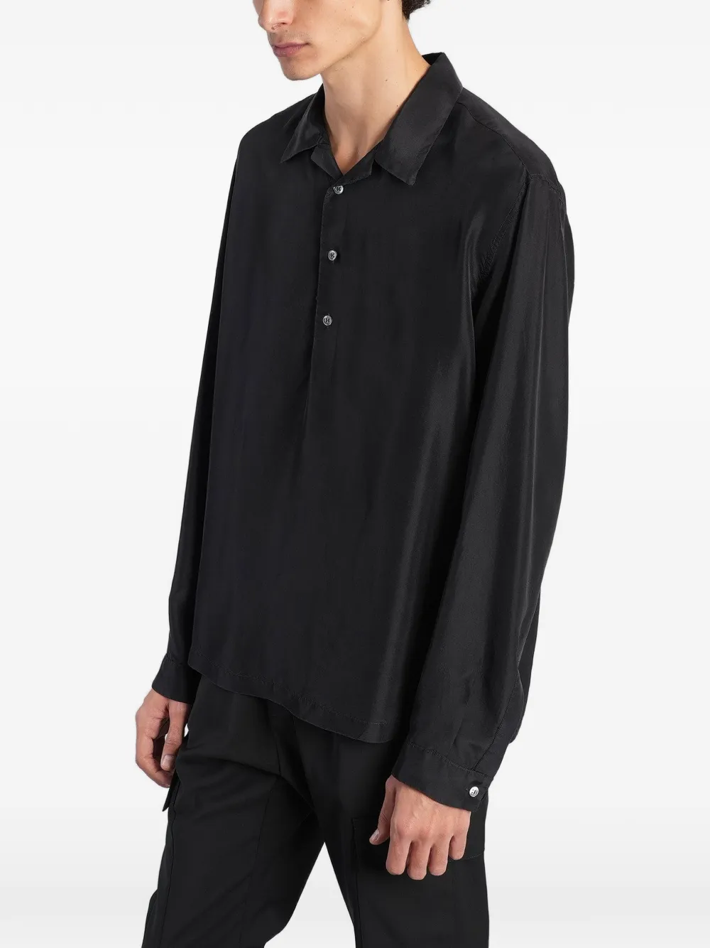 Barena Genga button-placket long-sleeve shirt Zwart