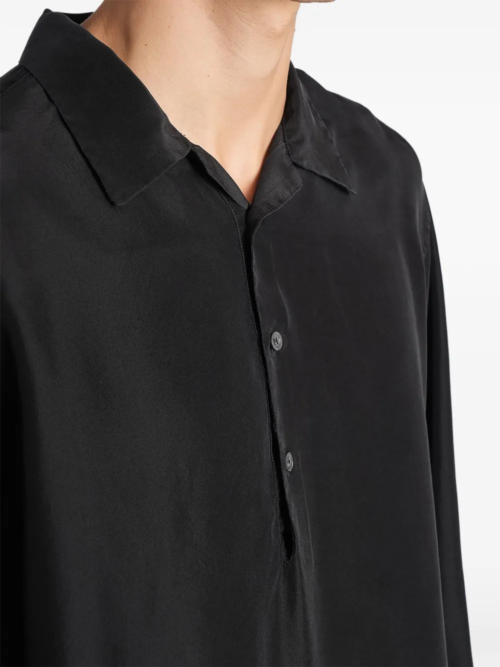 Barena Genga button-placket long-sleeve shirt Zwart