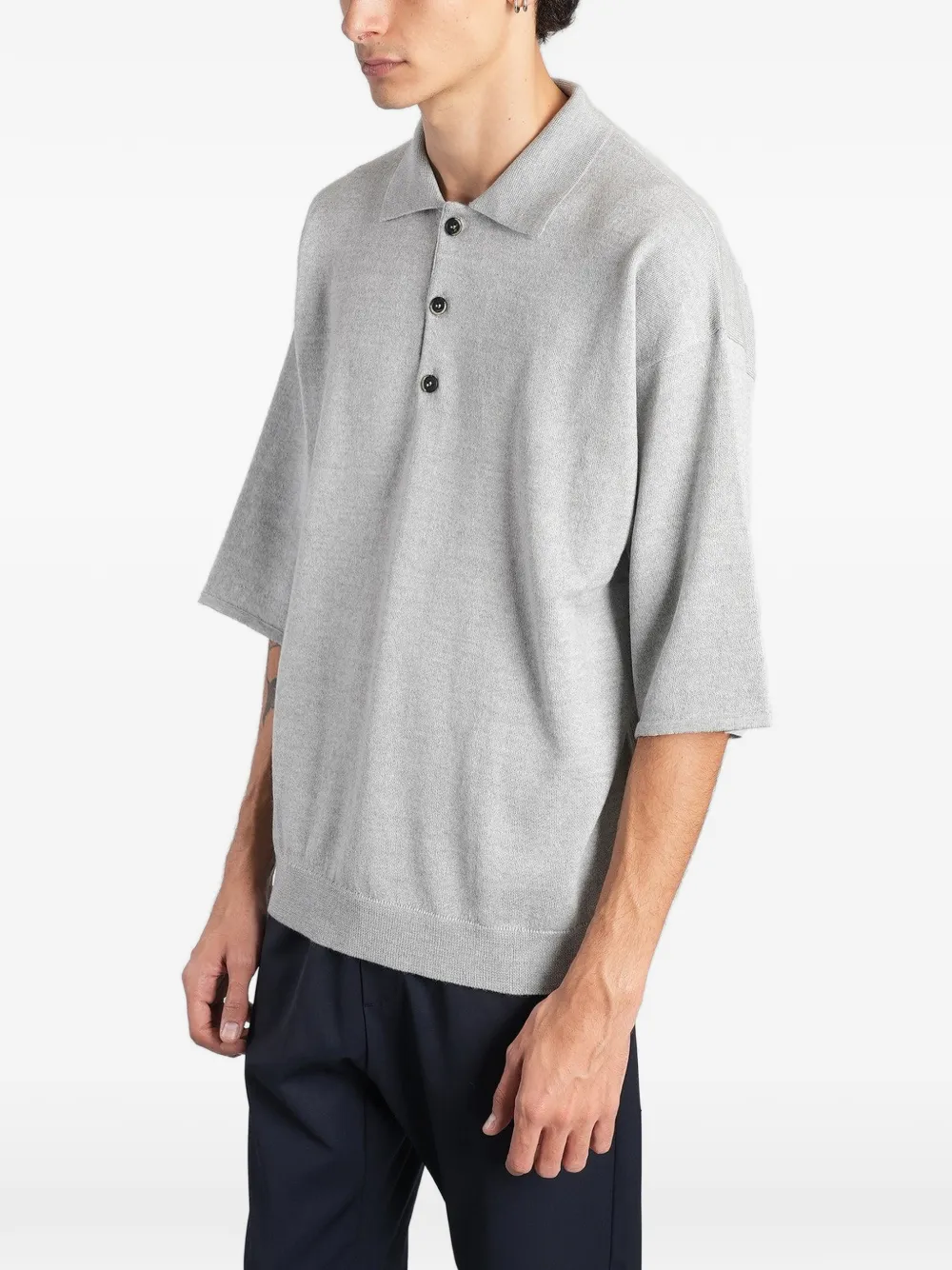 Barena Rasa short-sleeve knitted polo shirt Grijs