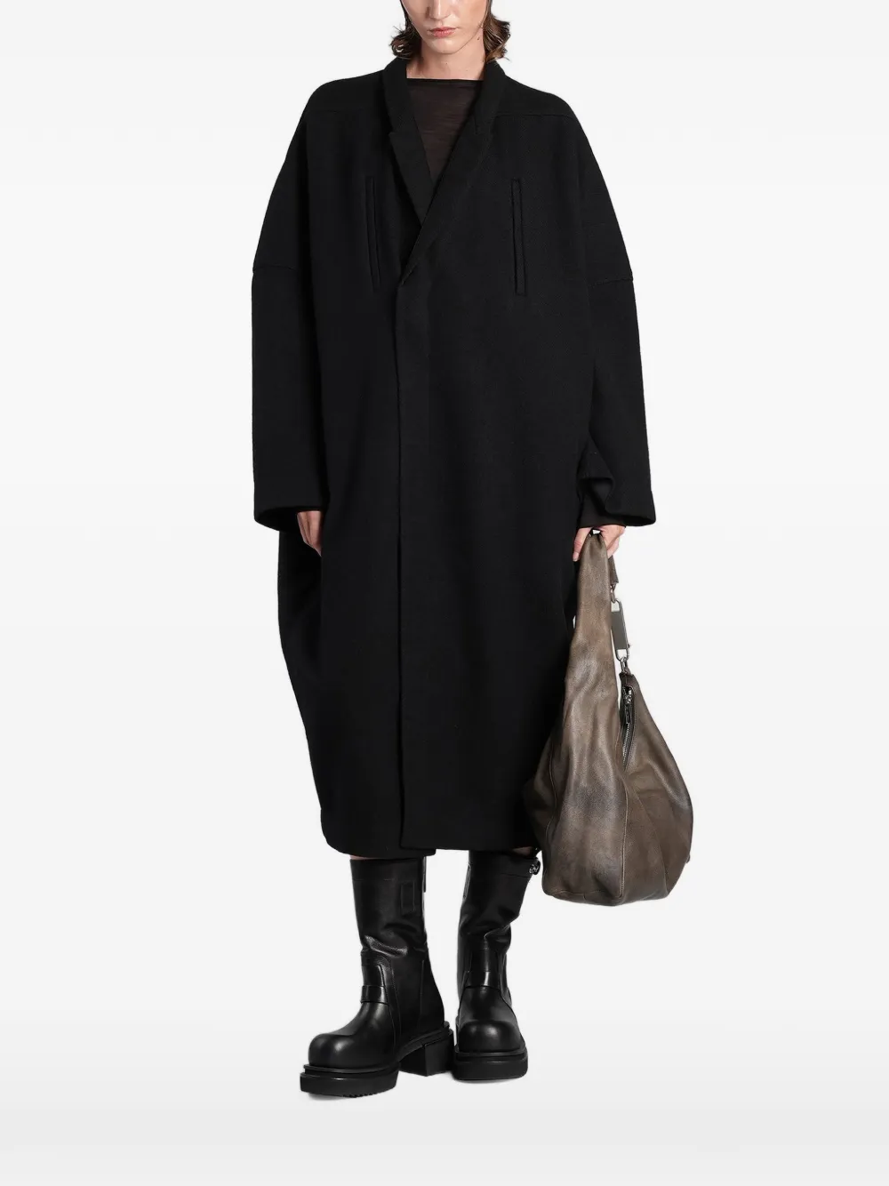 Rick Owens oversized shawl-collar coat - Nero