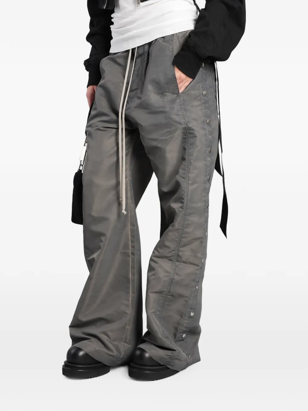 Rick Owens DRKSHDW Broek met wijde pijpen drukknopen en trekkoord Grijs