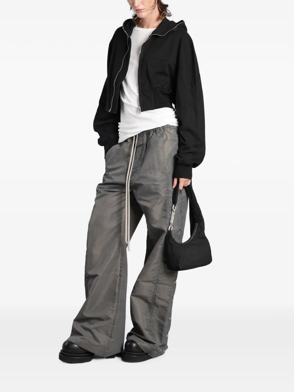 Rick Owens DRKSHDW Broek met wijde pijpen drukknopen en trekkoord Grijs