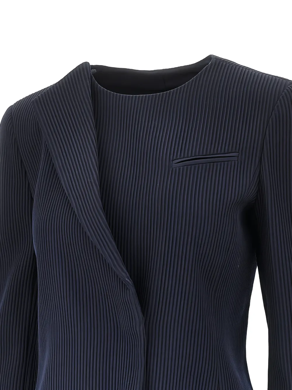 Emporio Armani asymmetric ribbed blazer Blauw