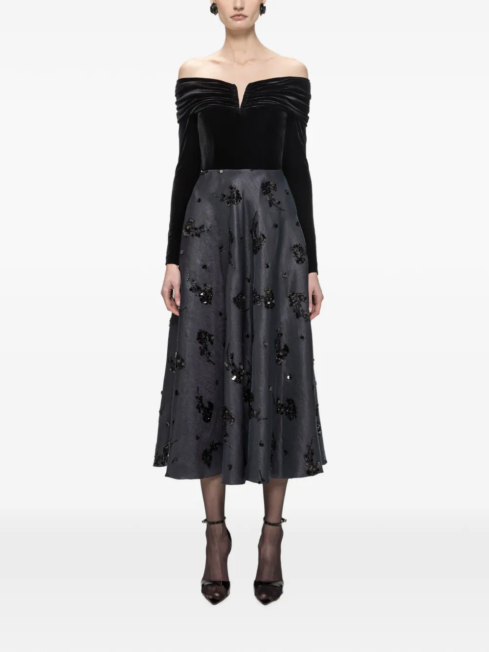 NISSA off-shoulder embellished mini dress