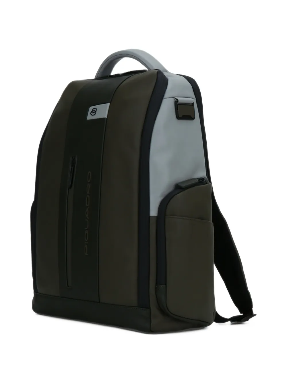 PIQUADRO logo-print leather backpack Groen