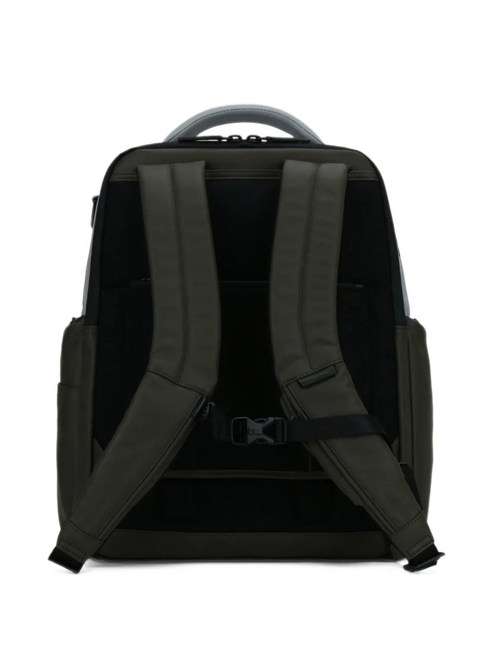 PIQUADRO logo-print leather backpack Groen