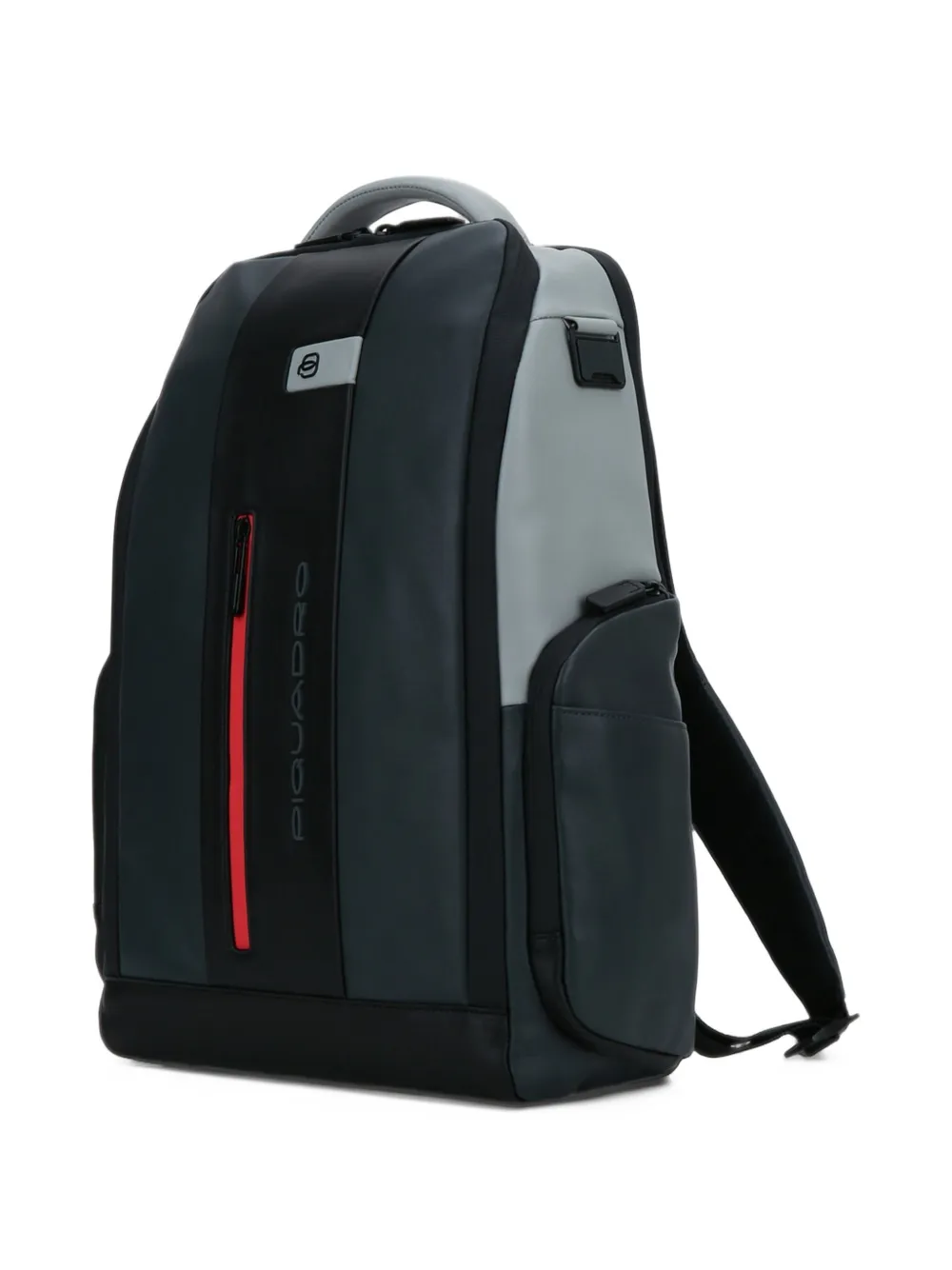 PIQUADRO logo-print leather backpack Zwart