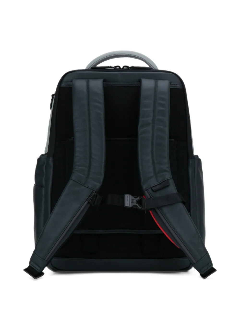 PIQUADRO logo-print leather backpack Zwart
