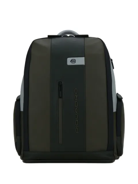 PIQUADRO logo-print leather backpack
