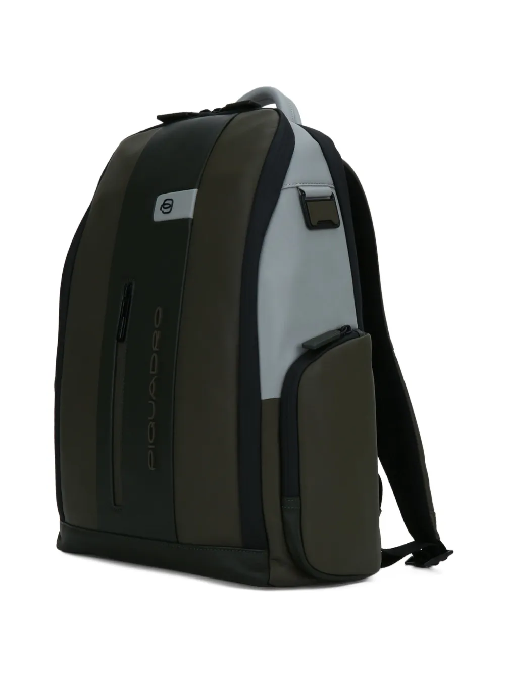 PIQUADRO logo-print leather backpack Groen