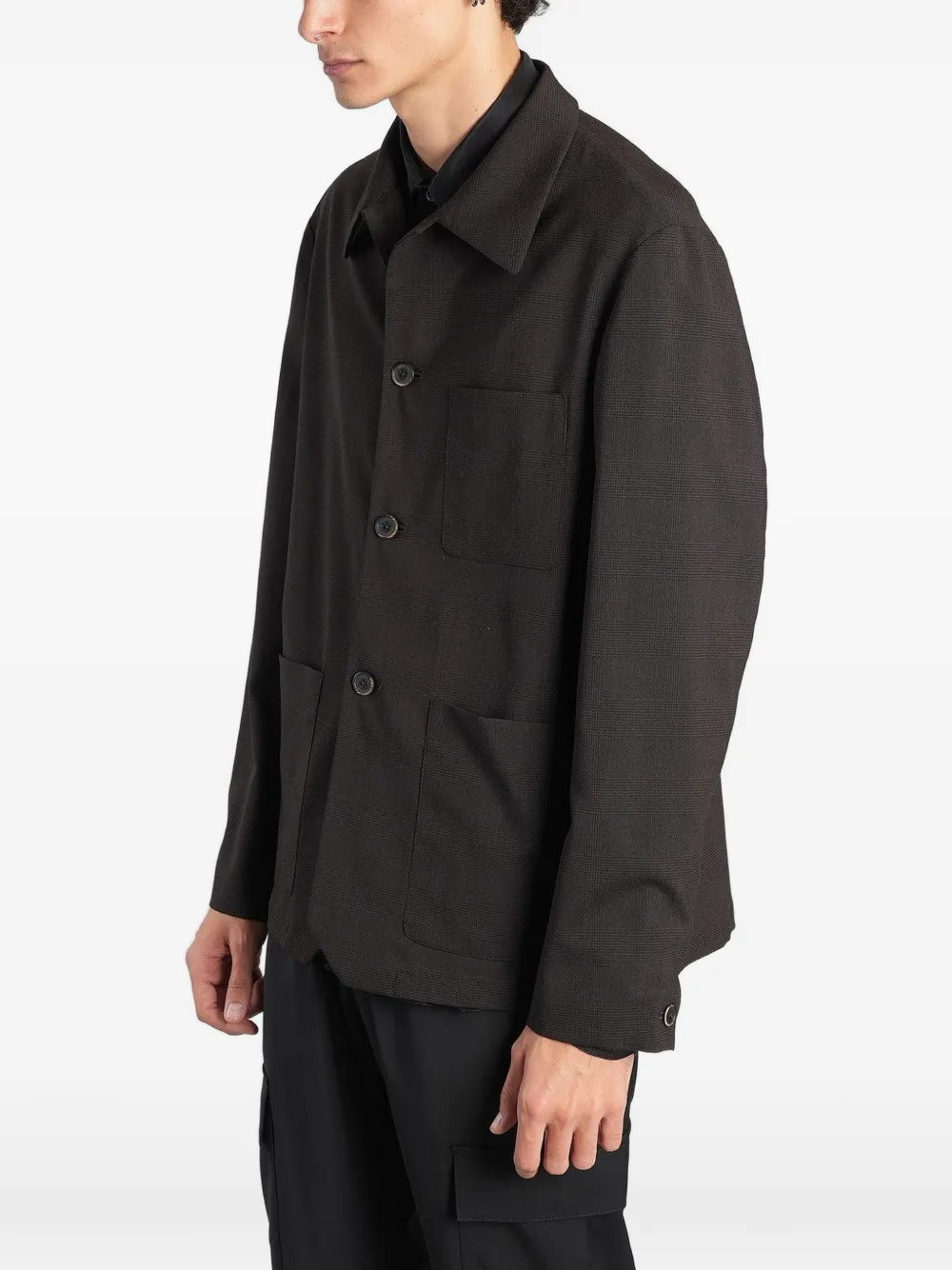 Barena check-pattern patch-pocket shirt jacket Bruin
