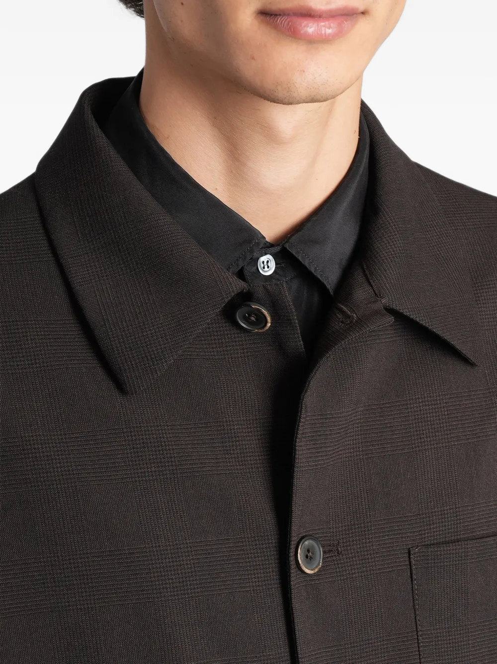 Barena check-pattern patch-pocket shirt jacket Bruin