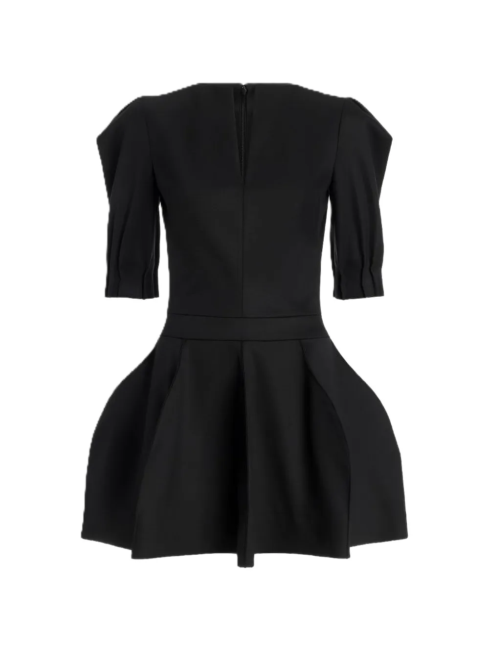 Genny Mini-jurk met pofmouwen en plooien Zwart