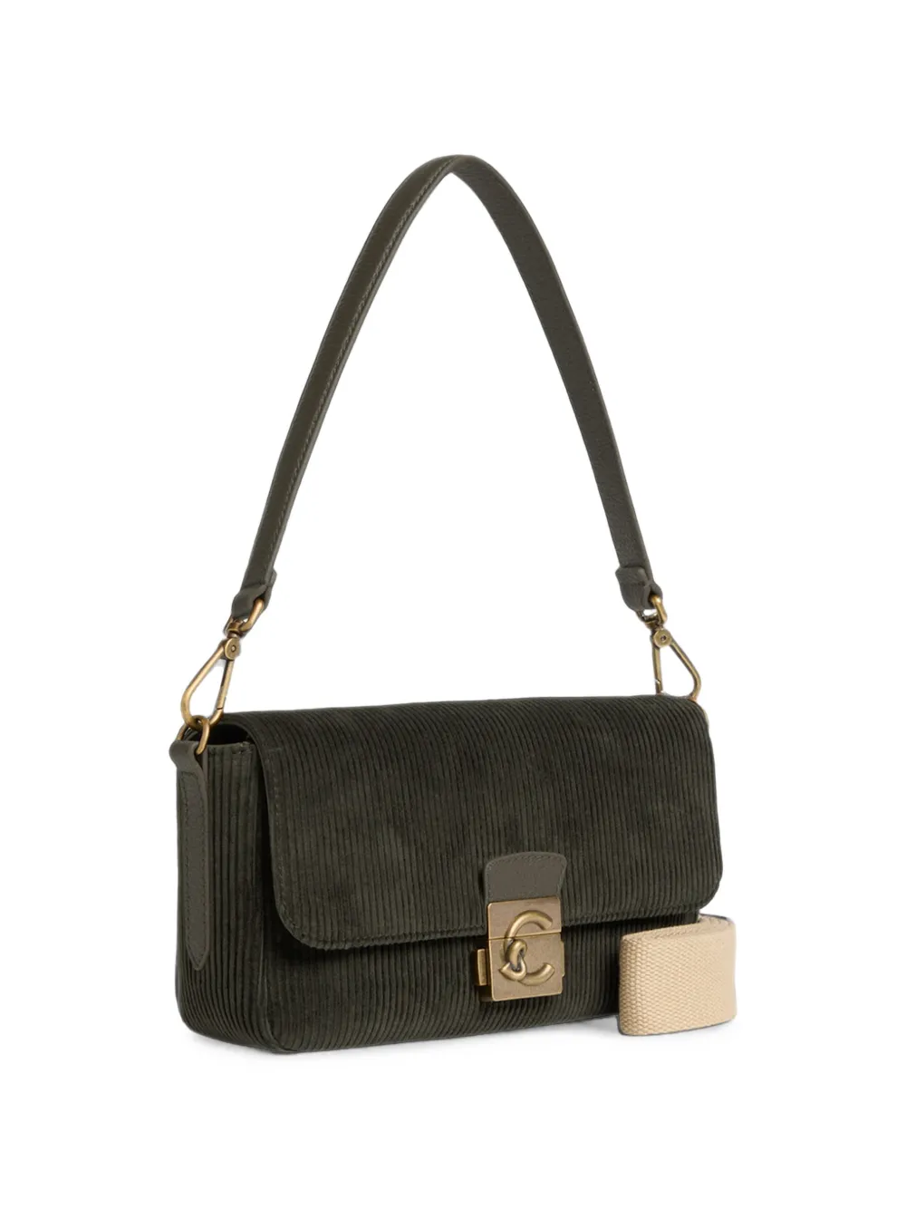 Coccinelle medium corduroy-effect tote bag Groen