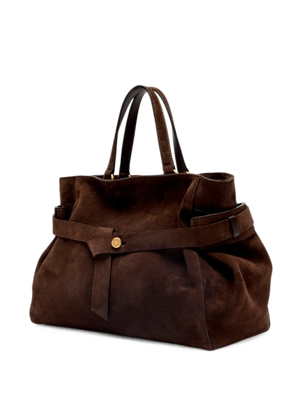 GIANNI CHIARINI large Miranda suede belted shoulder bag Bruin