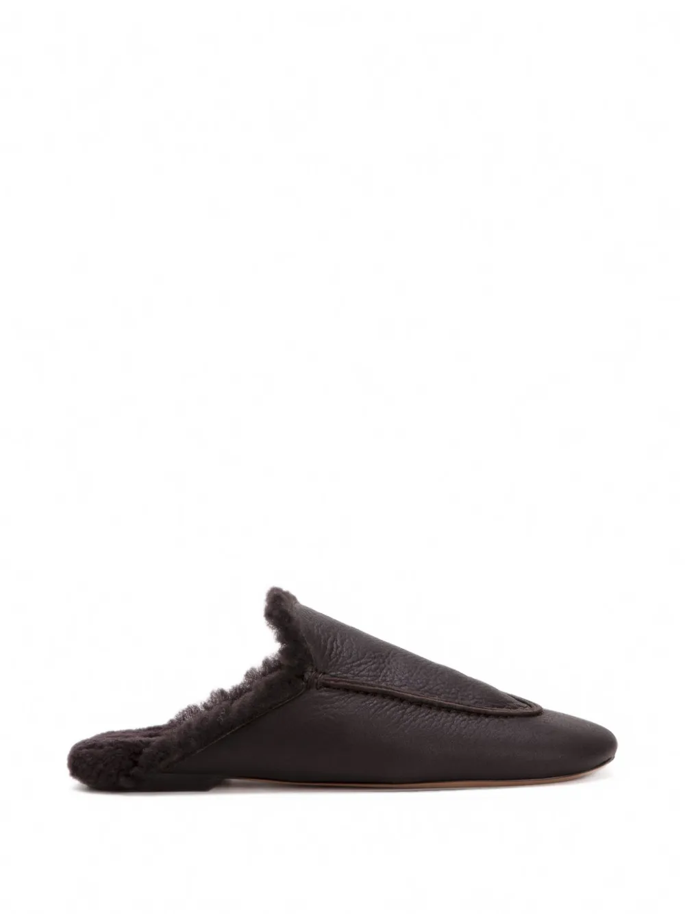 Odissi Lio Fur-lined Leather Mules In Brown