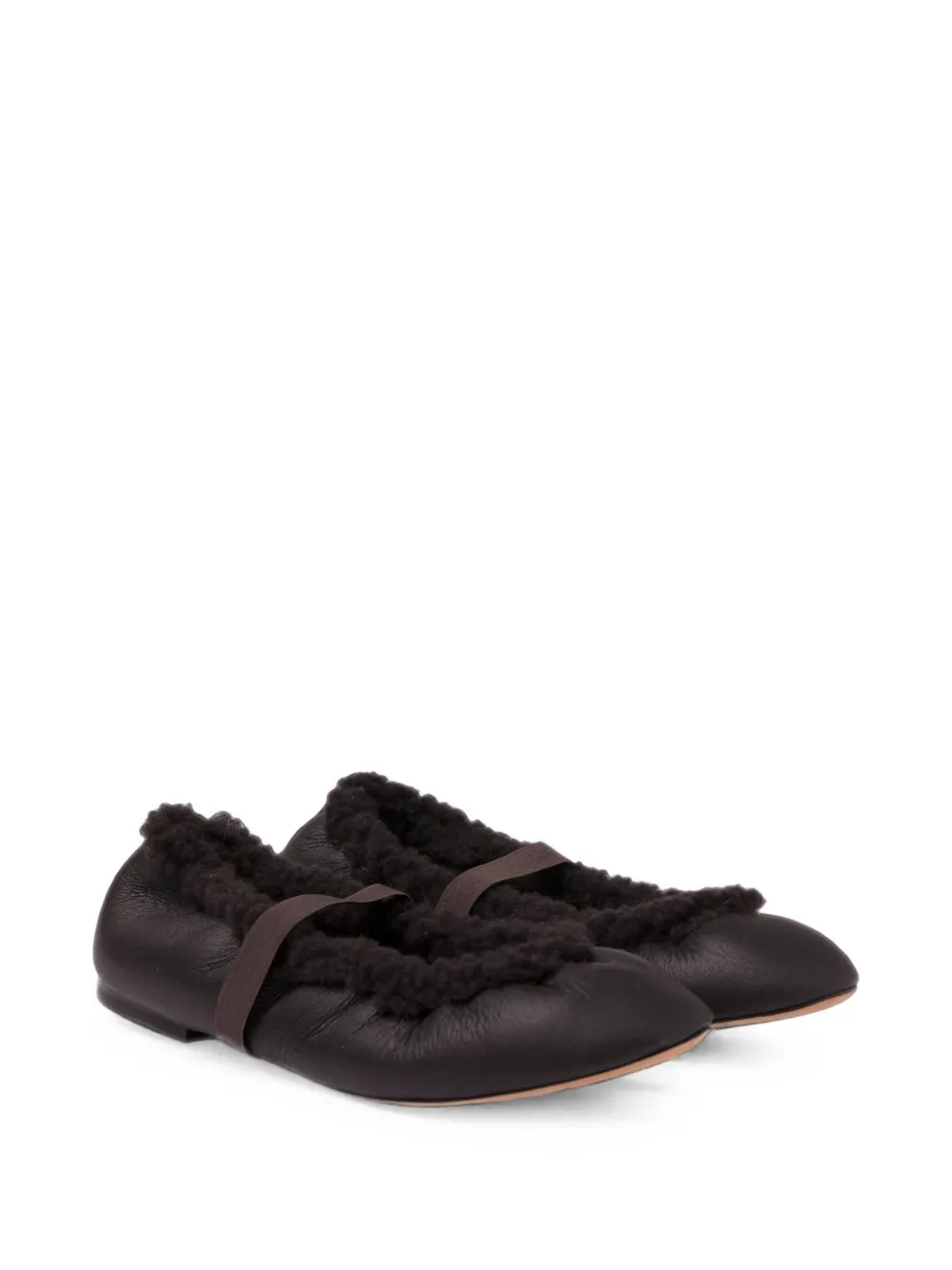 ODISSI Flora C ruched leather ballet flats Bruin