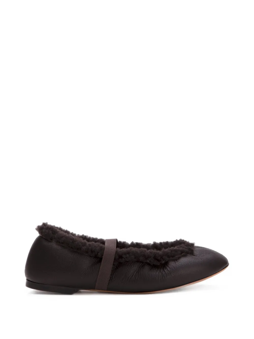 Odissi Flora C Ruched Leather Ballet Flats In Brown
