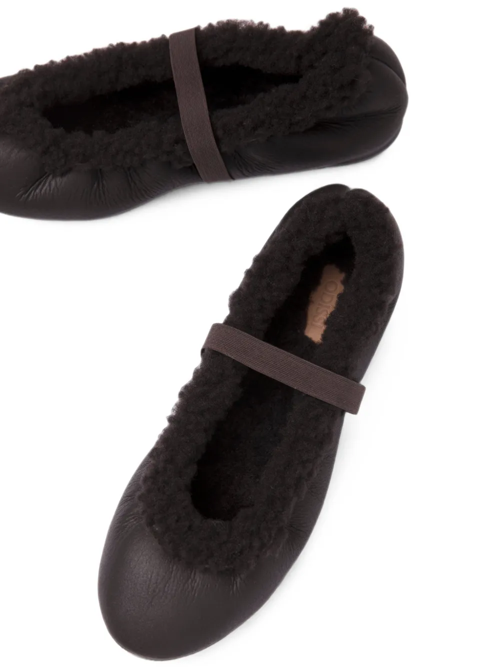 ODISSI Flora C ruched leather ballet flats Bruin