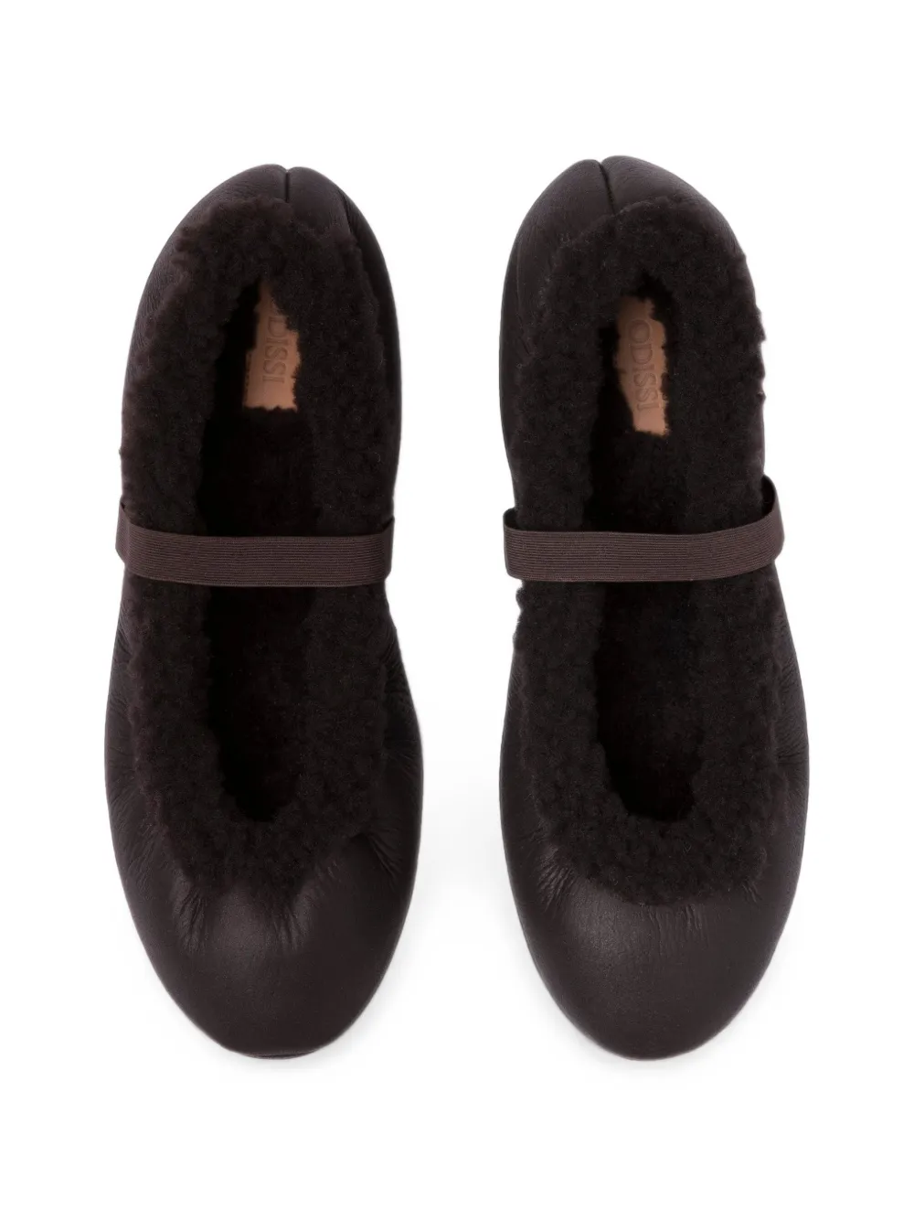 ODISSI Flora C ruched leather ballet flats Bruin