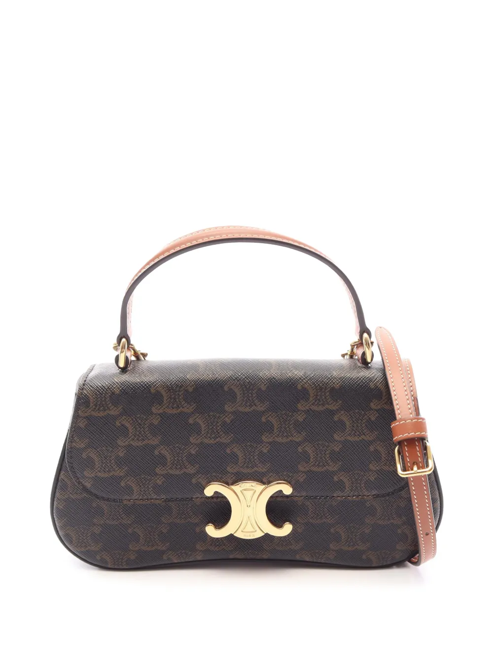 Celine Pre-Owned 2000-2026 Teen Triomphe Coated Canvas Laura Bag satchel - Brown