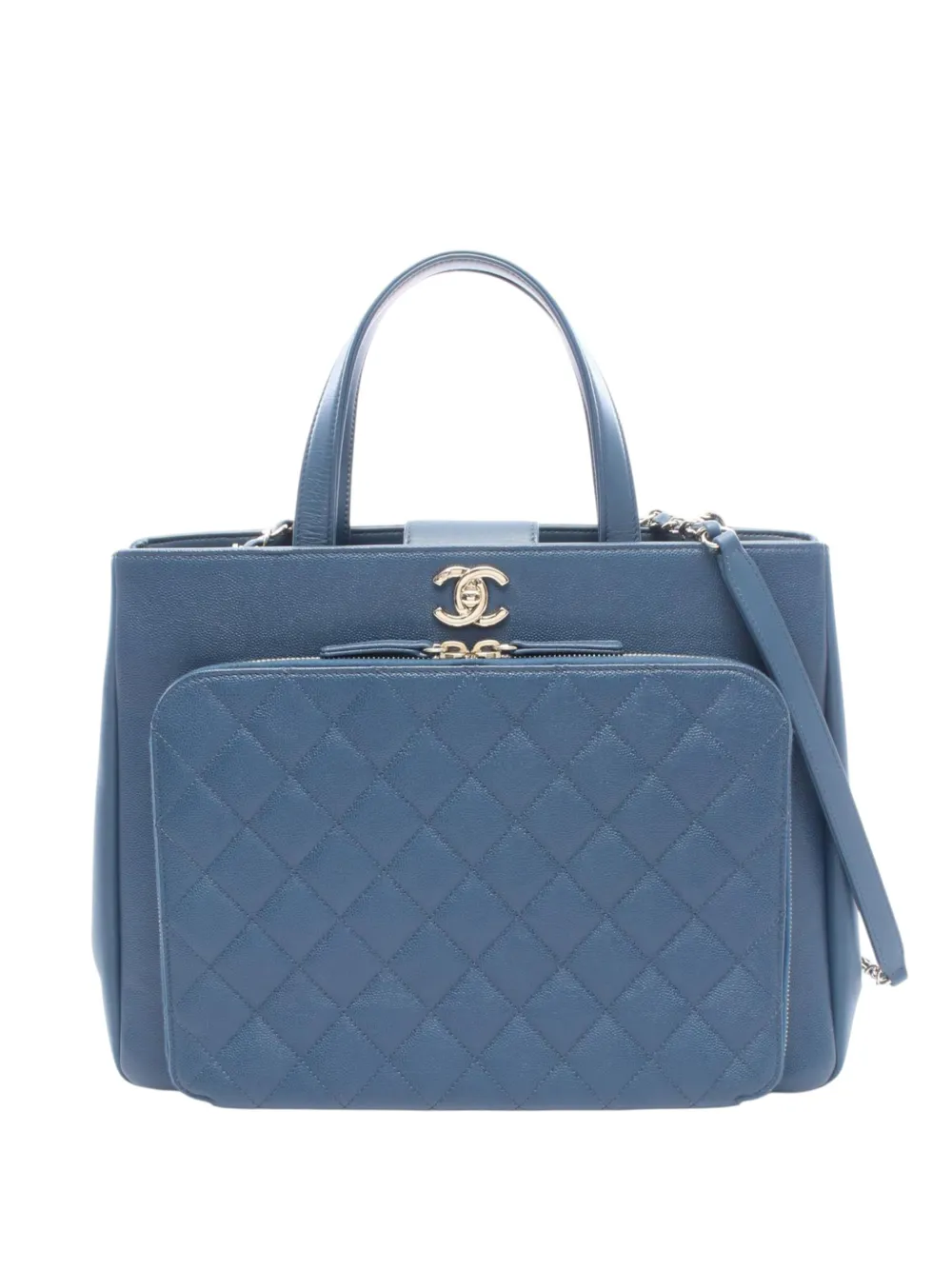 CHANEL Pre-Owned 2017-2018 Small Quilted Caviar Business Affinity satchel - Blu