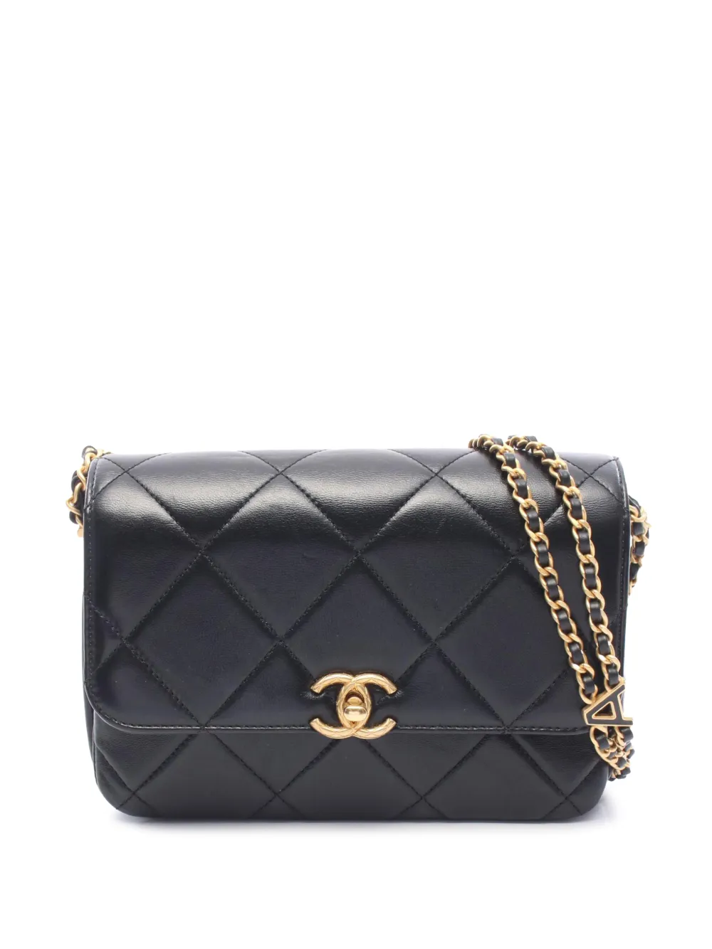 CHANEL Pre-Owned 2021-2026 CC Quilted Lambskin Single Flap crossbody bag - Nero