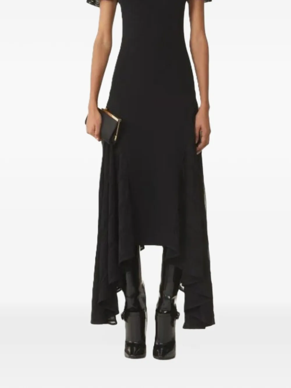 Lanvin godet-flare dress in silk and cotton - Noir