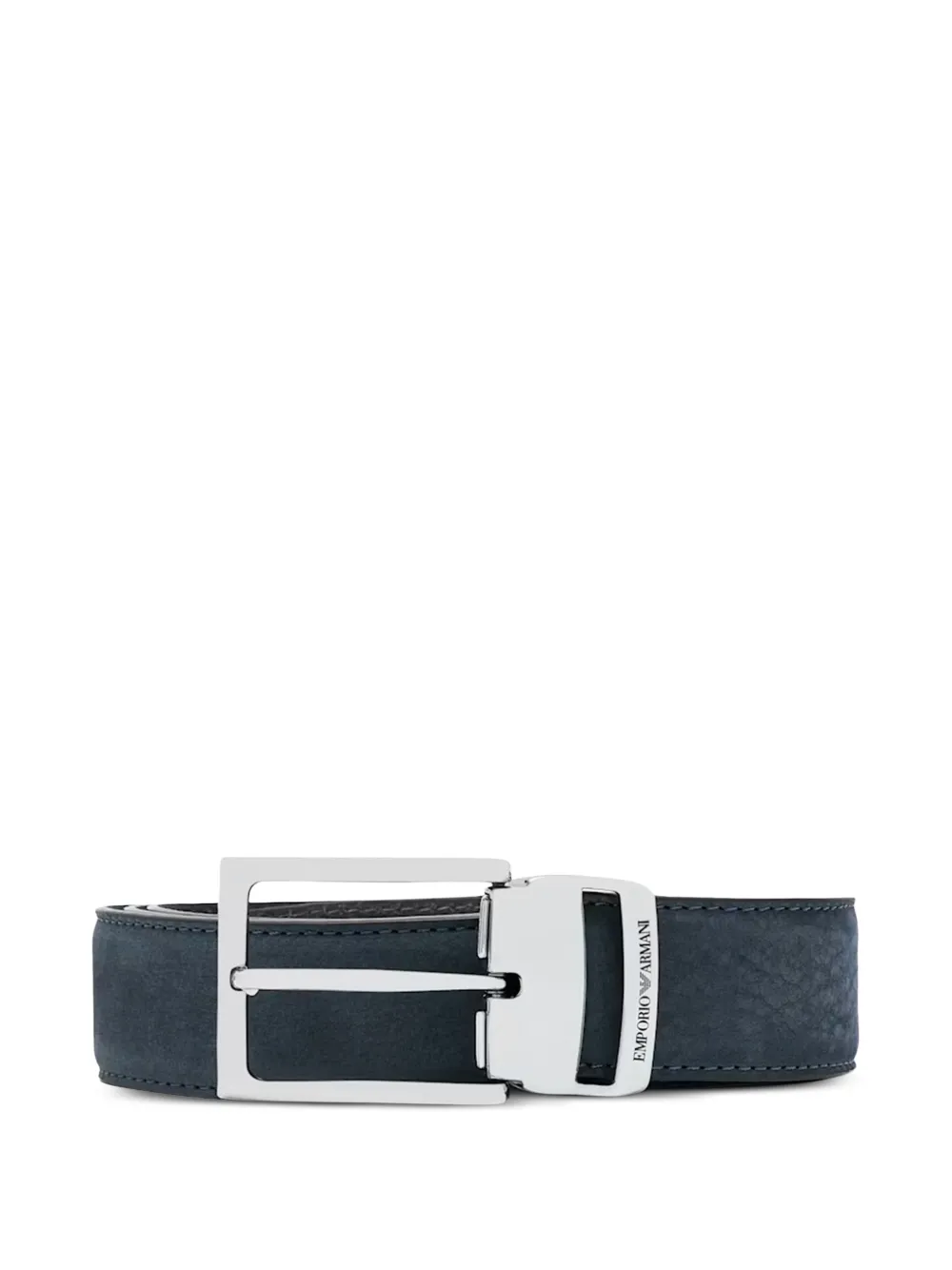 Emporio Armani logo-engraved leather belt - Blu