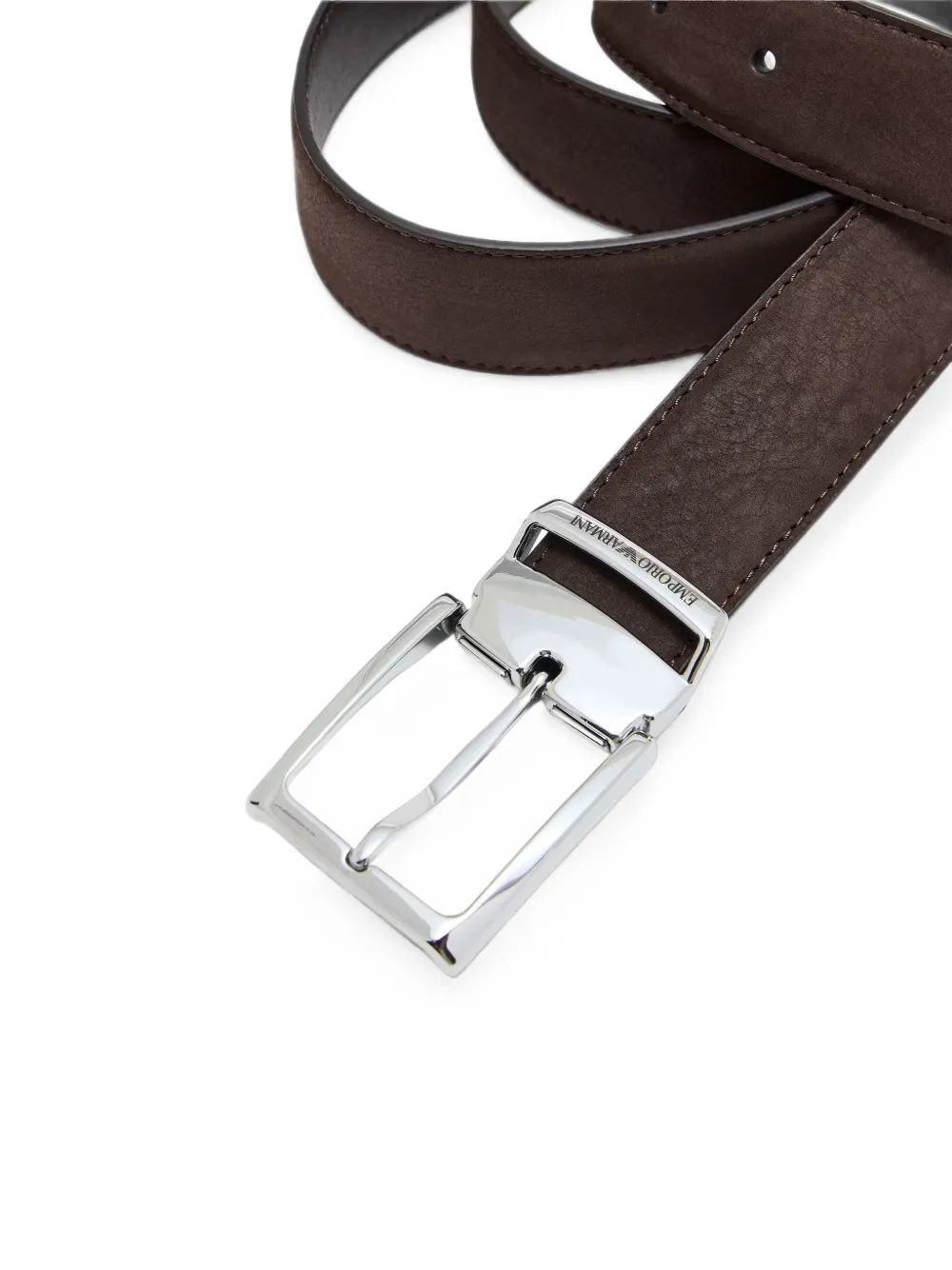 Emporio Armani logo-engraved buckle belt Bruin