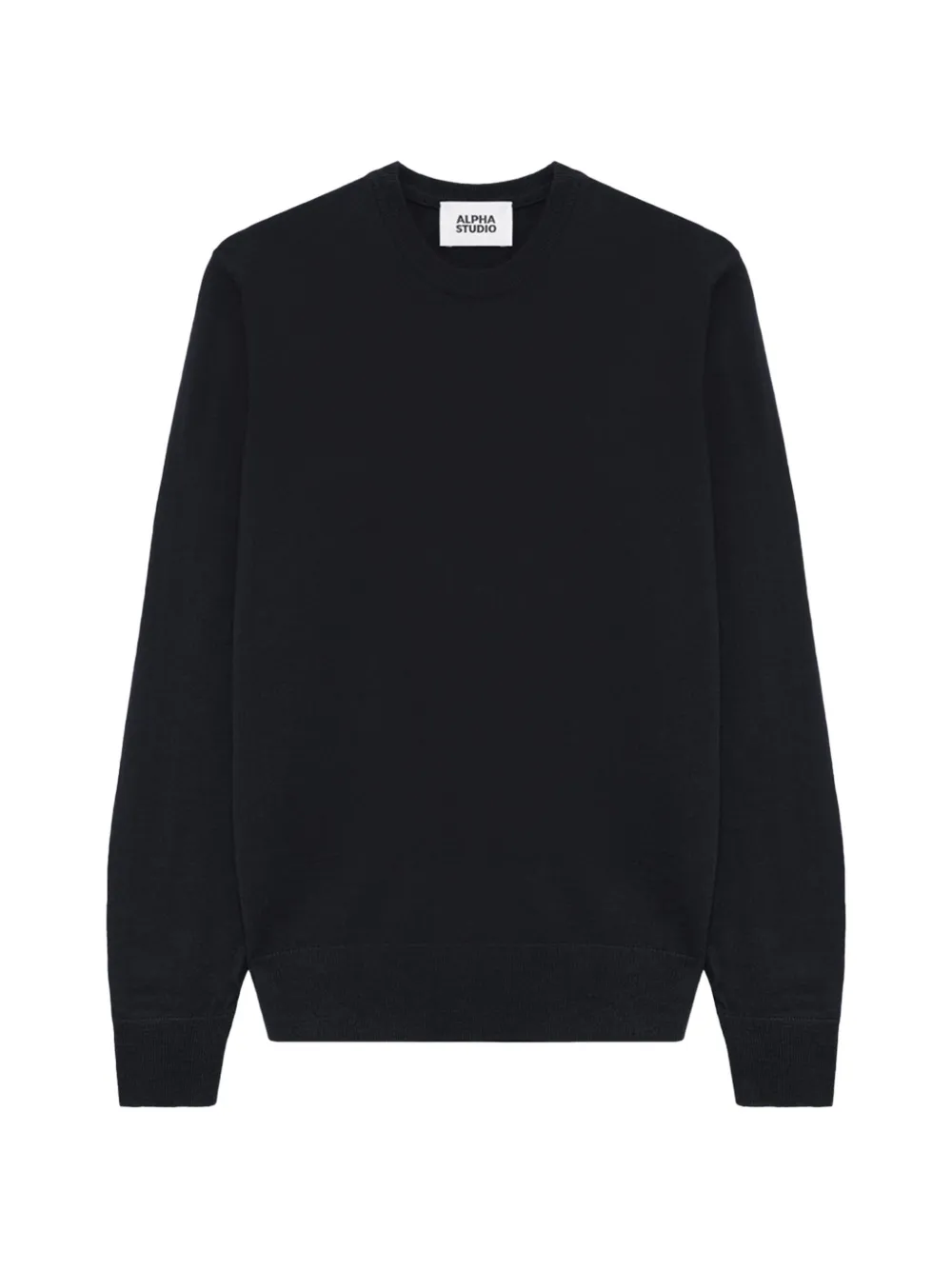 Alpha Studio Fine-knit Crew-neck Sweater In Black