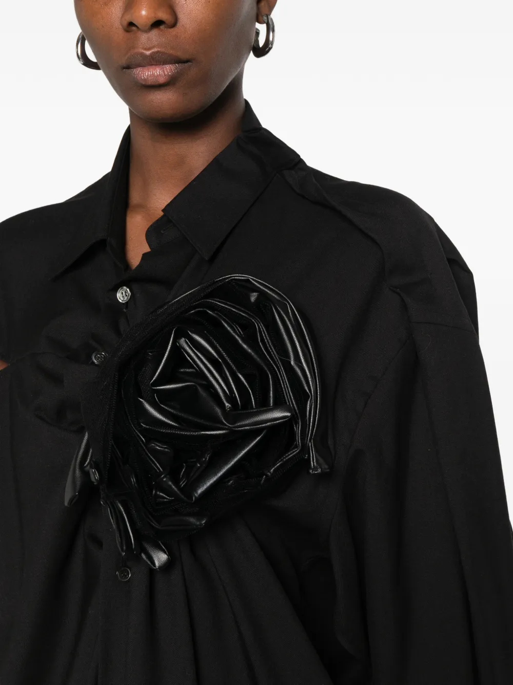 Junya Watanabe rose-appliqué cut-out midi dress Zwart