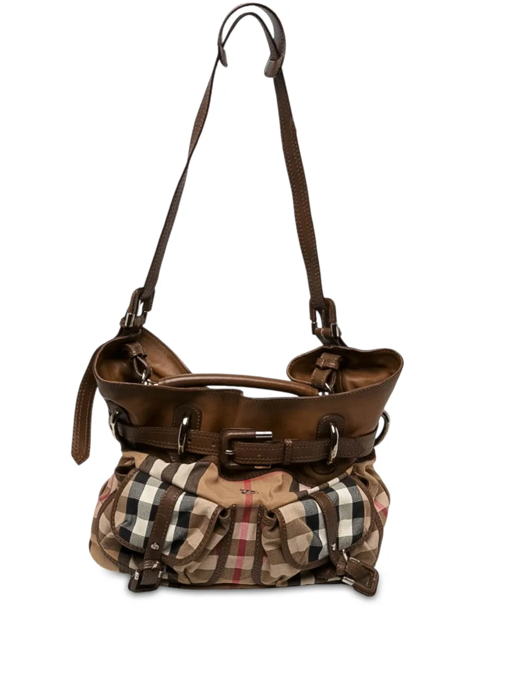 Burberry Pre-Owned 2000-2017 Bromley Satchel-Tasche aus House Check-Canvas und Kalbsleder - Nude