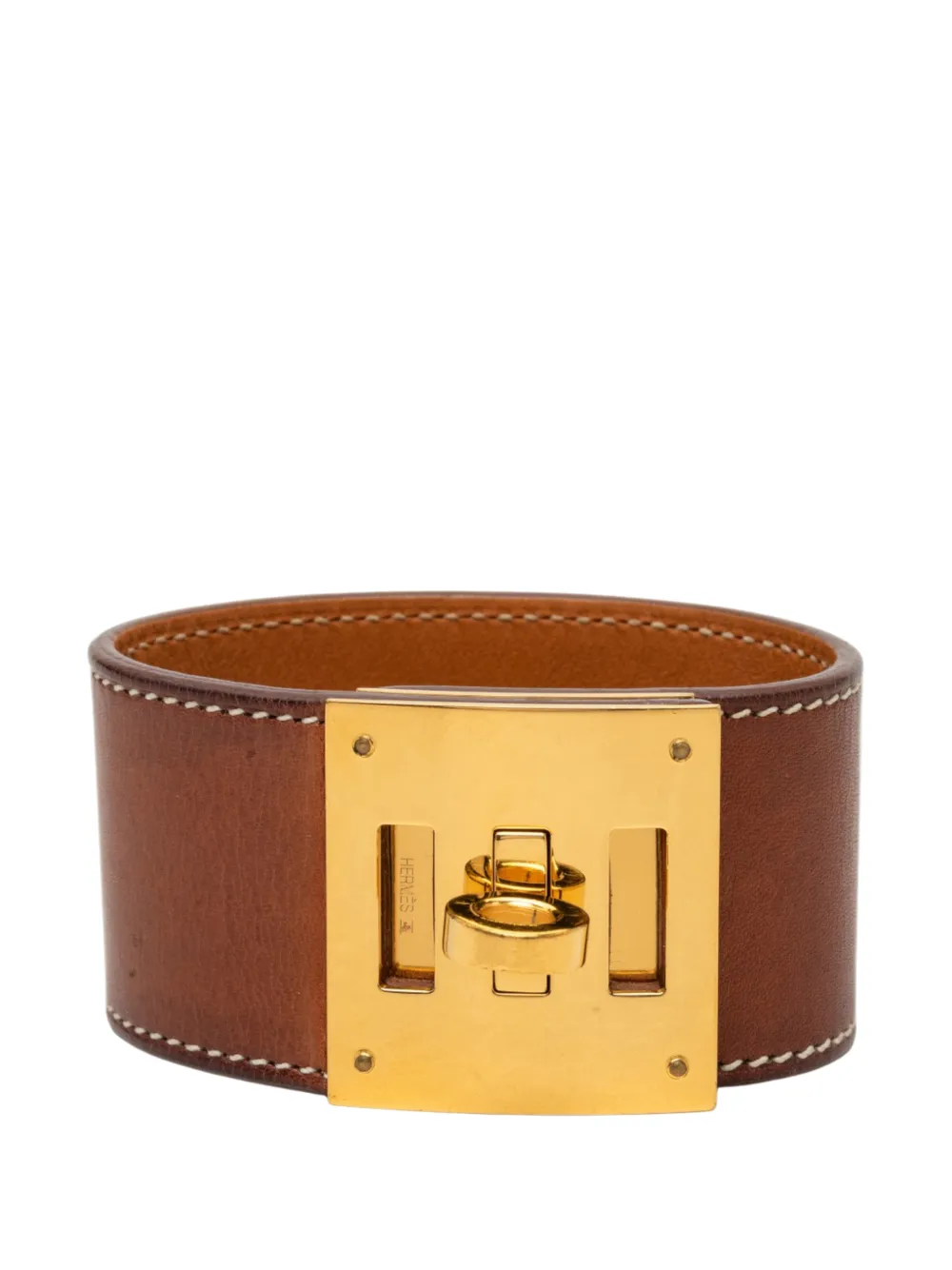 Hermès Pre-Owned bracelet Barenia and Kelly Dog en plaqué or (2013) - Marron