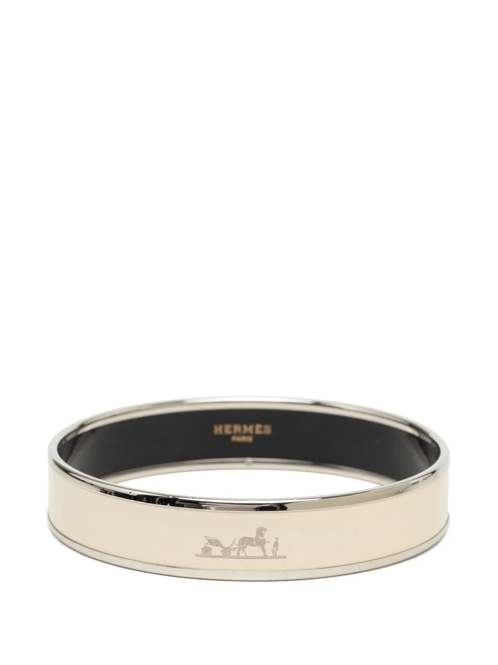 Hermès Pre-Owned bracelet jonc fantaisie Calèche 70 en émail (2010-2026) - Blanc Hermès Pre-Owned bracelet jonc fantaisie Calèche 70 en émail (2010-2026) - Blanc