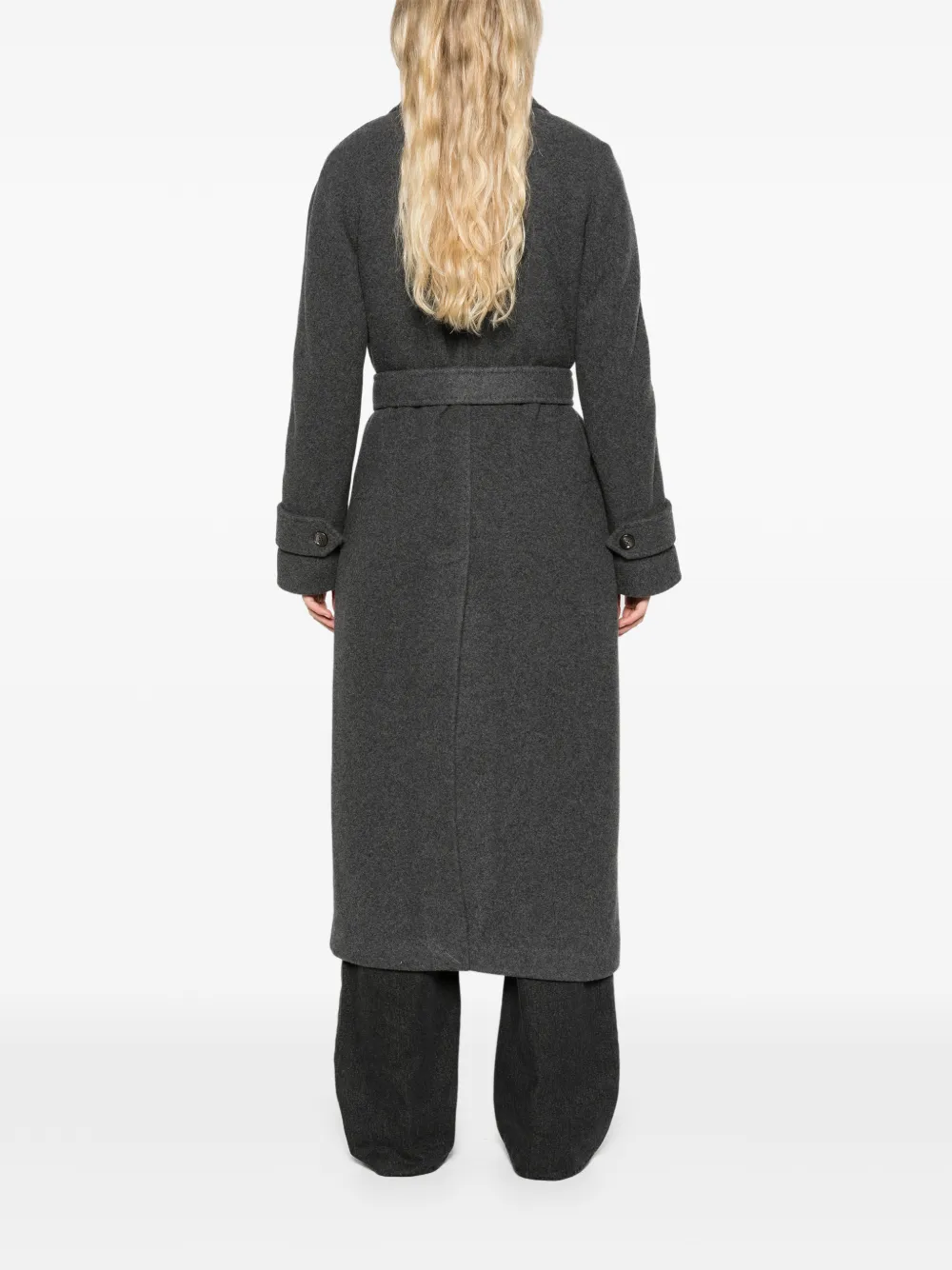 Max Mara oversized double jersey coat dark grey Grijs