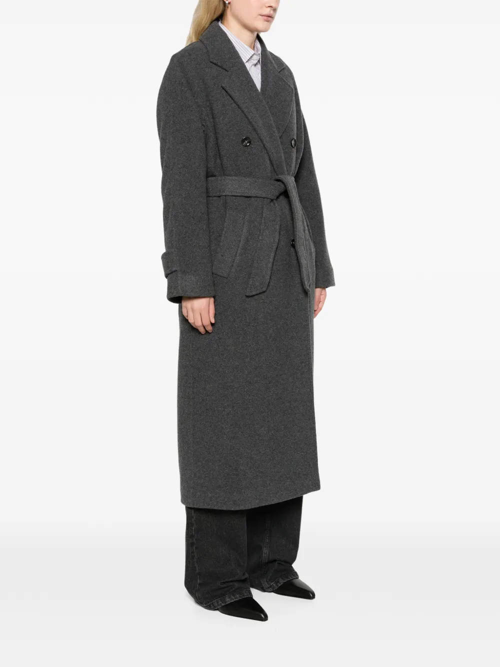Max Mara oversized double jersey coat dark grey Grijs