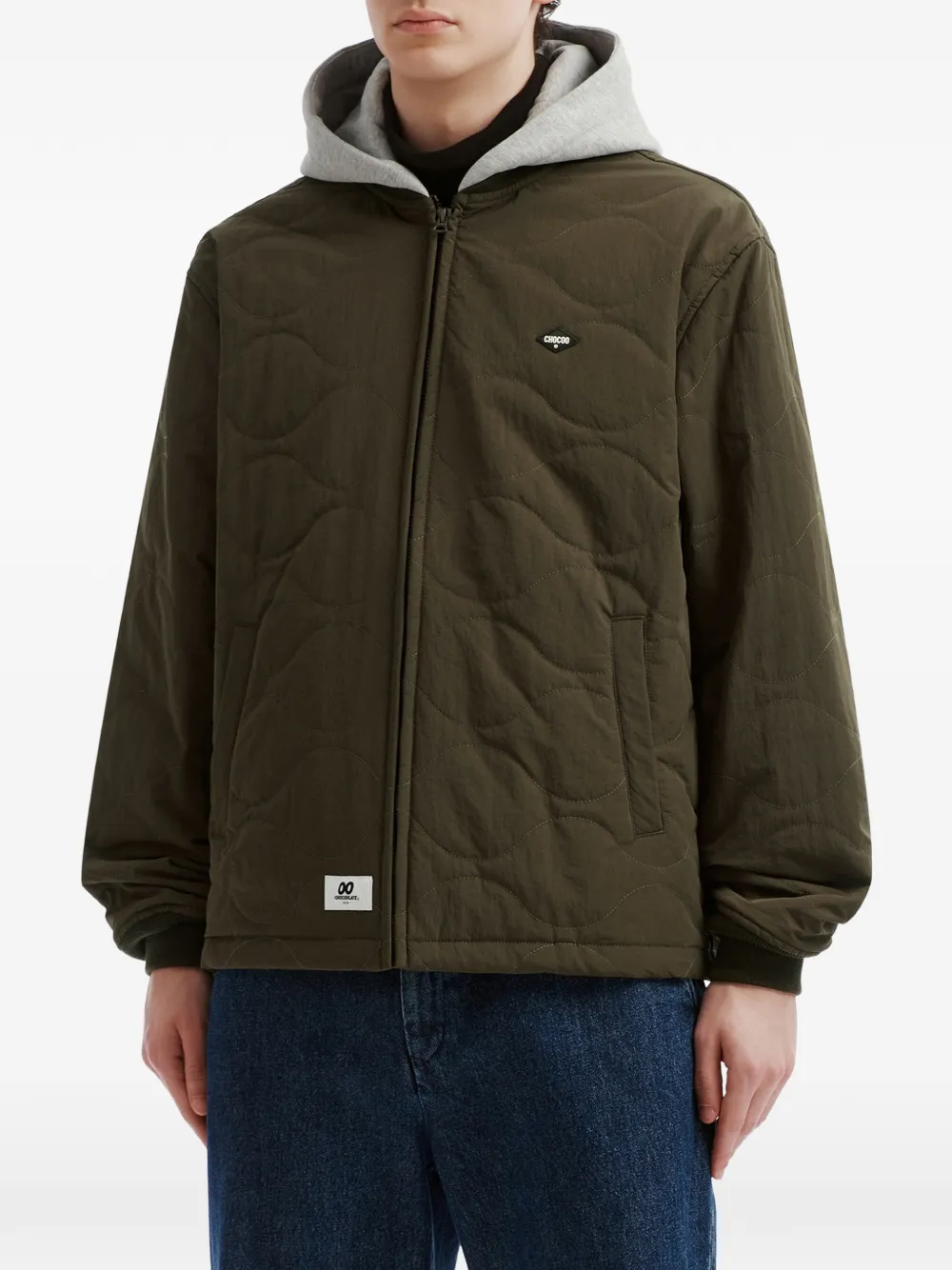 CHOCOOLATE quilted hooded jacket Groen