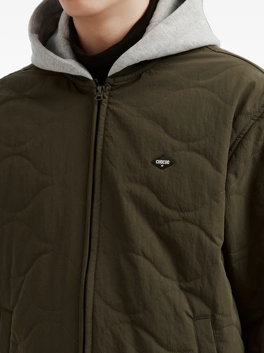 CHOCOOLATE quilted hooded jacket Groen