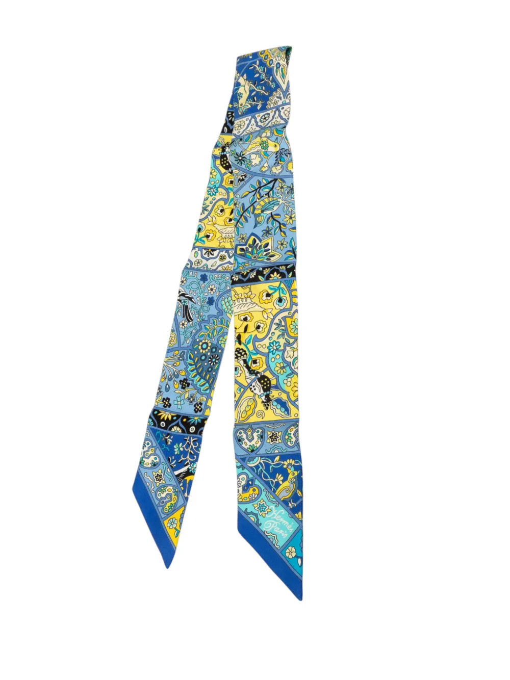 Hermès Pre-Owned 2000-2026 Au Pays des Oiseaux Fleurs Twilly Seidenschal - Blau
